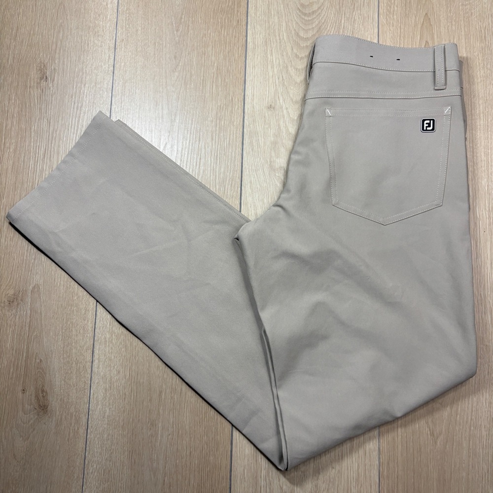 FootJoy Mens Athletic Fit Golf Pants Stone Tan 30x32 Performance Stretch FJ